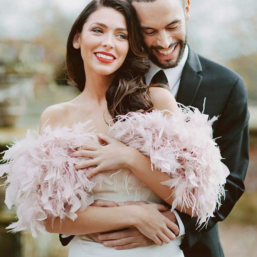 Veils, Cover-Ups And Beltsveils, Cover-Ups And Belts JL at Liberty in Love | Blush Pink Ostrich Feather Bridal Stole