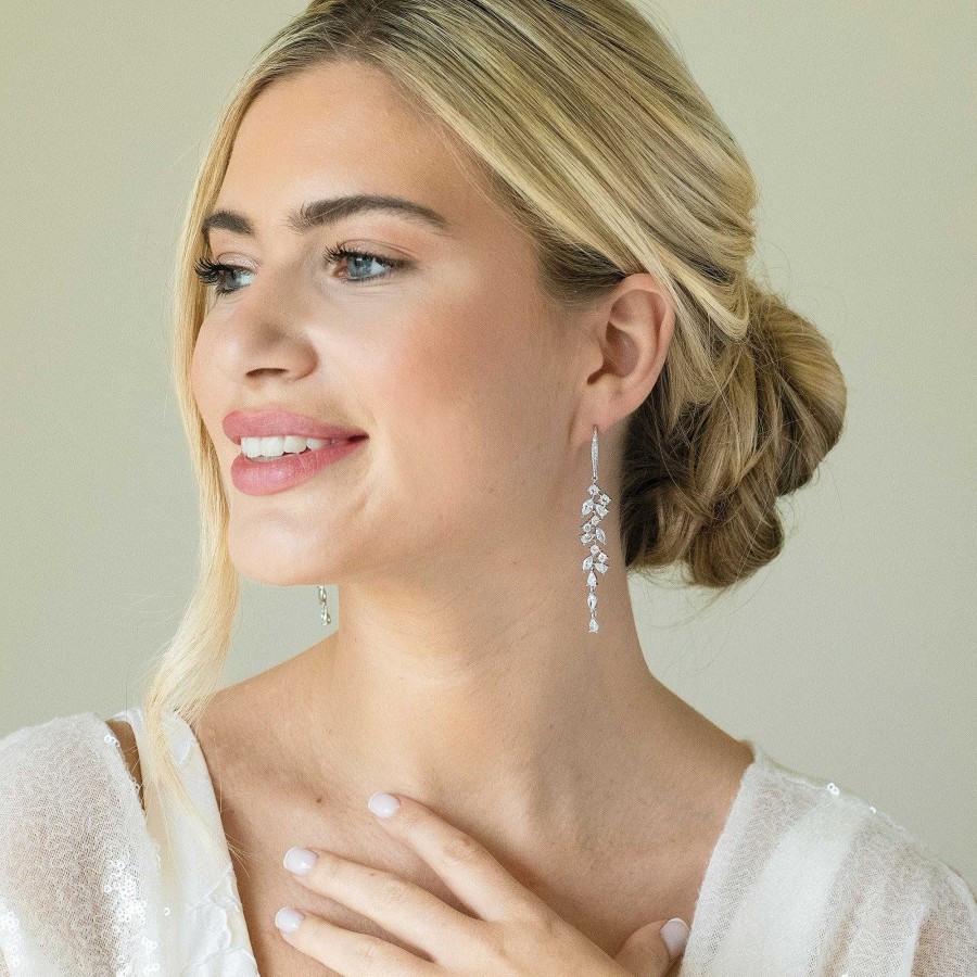 Wedding Jewellerywedding Jewellery Ivory & Co | Sandringham Statement Crystal Cluster Drop Earrings (Silver)