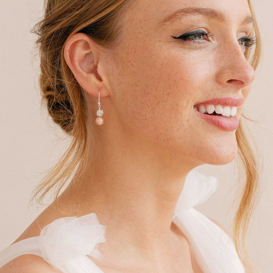 Wedding Jewellerywedding Jewellery Chez Bec | Abigail Dusky Pink Pearl And Diamante Earrings