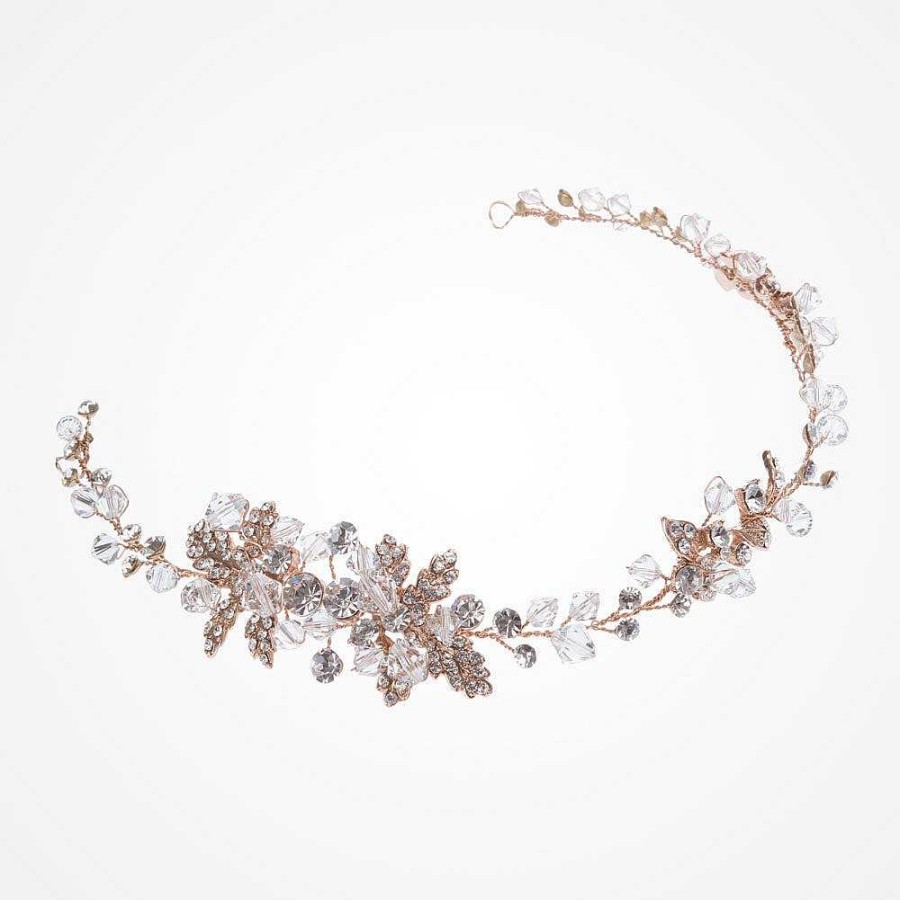 Wedding Hair Accessorieswedding Hair Accessories Ivory & Co | Firenza Rose Gold Crystal Blossoms And Leaves Hair Vine