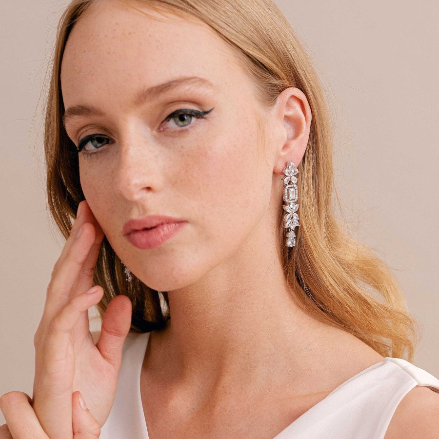 Wedding Jewellerywedding Jewellery Aria | Simone Antique Inspired Crystal Drop Earrings