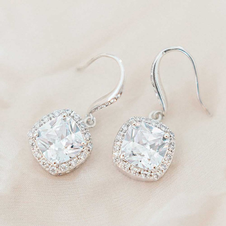 Wedding Jewellerywedding Jewellery Liberty in Love | Bryony Square Cut Cz Drop Earrings (Silver)