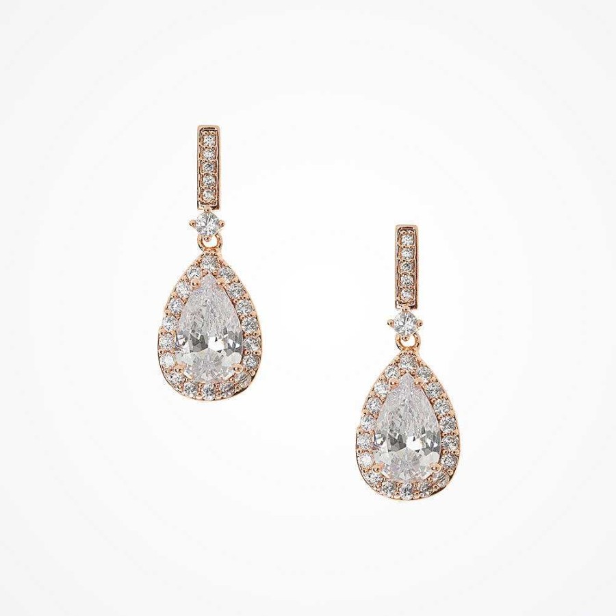 Wedding Jewellerywedding Jewellery Liberty in Love | Seraphina Rose Gold Crystal Teardrop Earrings