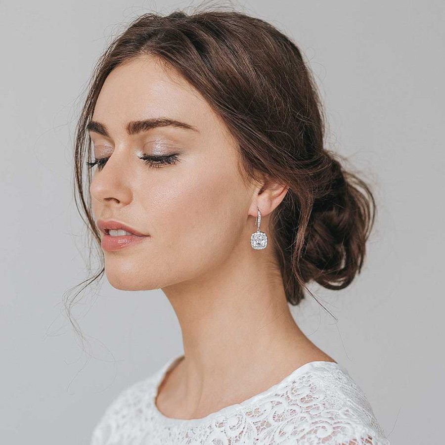 Wedding Jewellerywedding Jewellery Liberty in Love | Bryony Square Cut Cz Drop Earrings (Rose Gold)