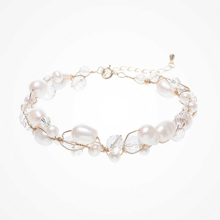 Wedding Jewellerywedding Jewellery Chez Bec | Blossom Pearl Bracelet (Gold)