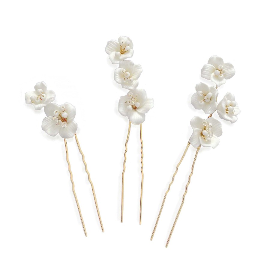 Wedding Hair Accessorieswedding Hair Accessories Ivory & Co | Fleur Ceramic Floral Hairpin Set