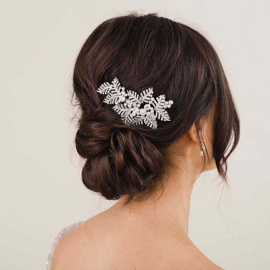 Wedding Hair Accessorieswedding Hair Accessories Aria | Elodie Crystal Embellished Leaves Hair Comb