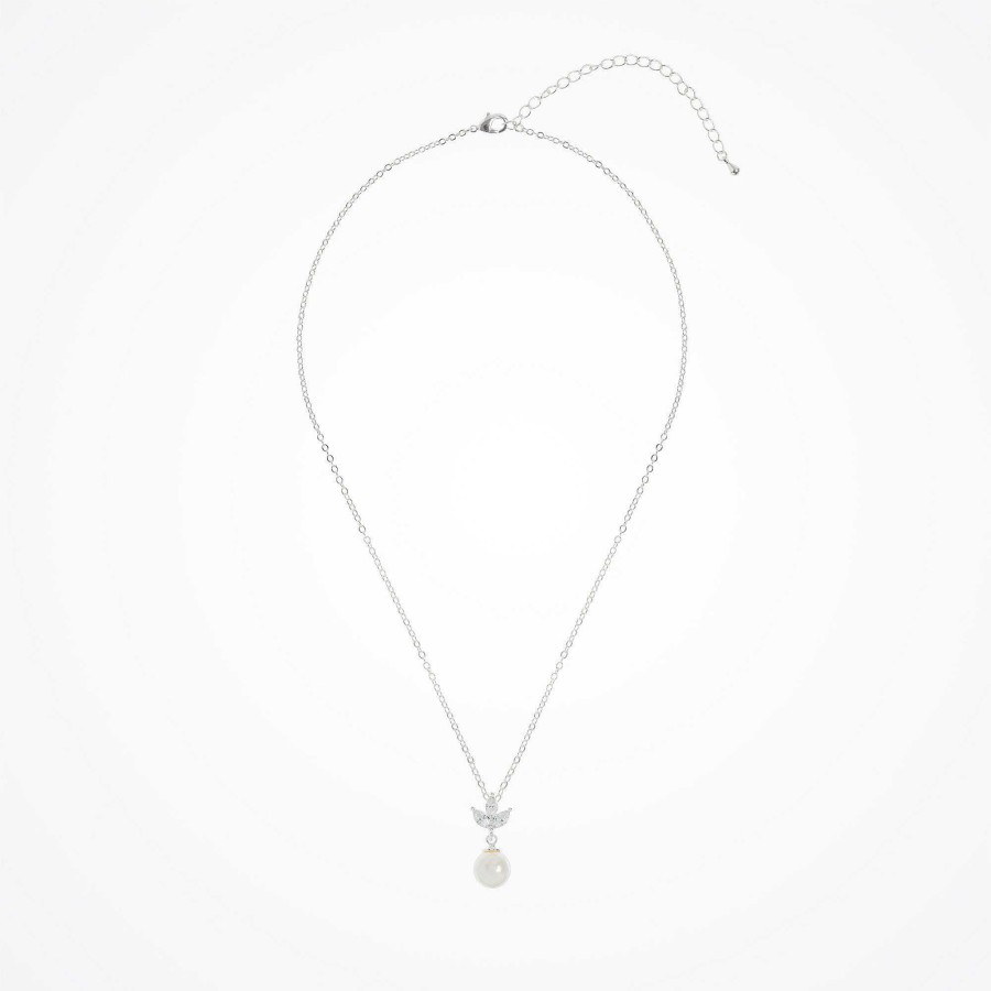 Wedding Jewellerywedding Jewellery Aria | Romy Navette Pearl Drop Necklace (Silver)