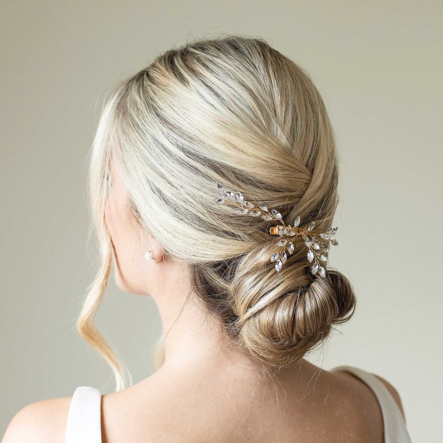 Wedding Hair Accessorieswedding Hair Accessories Ivory & Co | Golden Glimmer Crystal Spray Clip