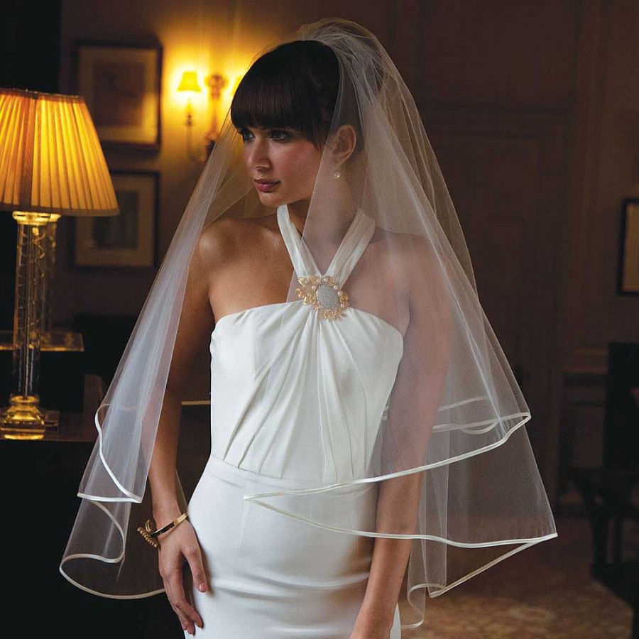 Veils, Cover-Ups And Beltsveils, Cover-Ups And Belts Joyce Jackson | Grenada Tulle Veil With Satin Edging