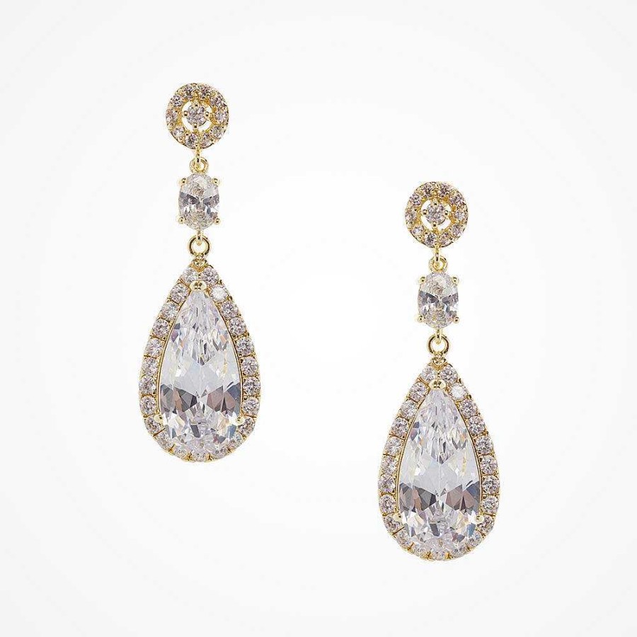 Wedding Jewellerywedding Jewellery Liberty in Love | Scintillare Cz Teardrop Earrings (Gold)