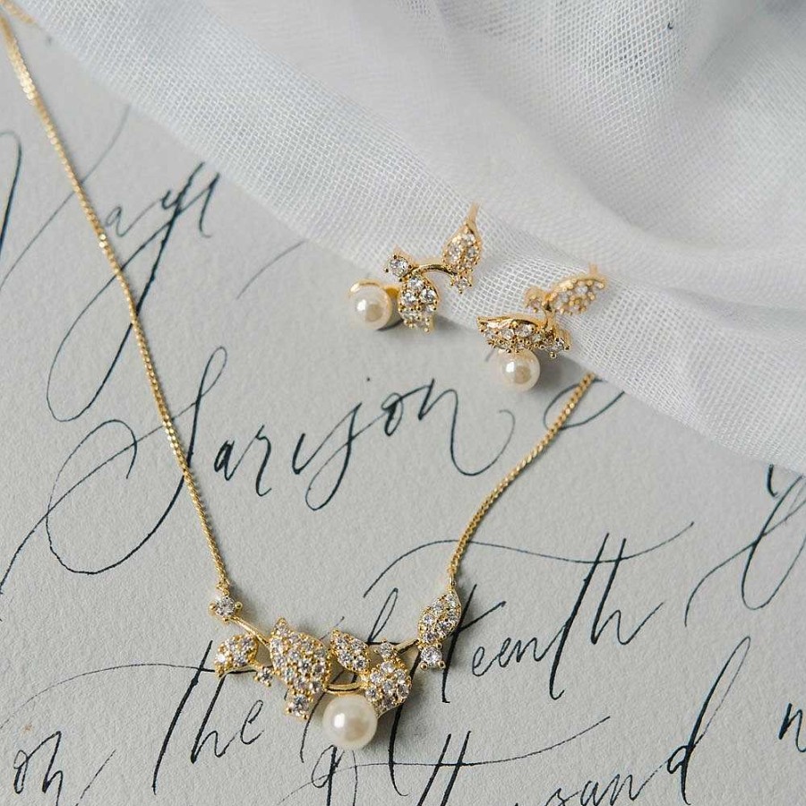 Wedding Jewellerywedding Jewellery Ivory & Co | Aphrodite Gold Pearl And Crystal Earrings