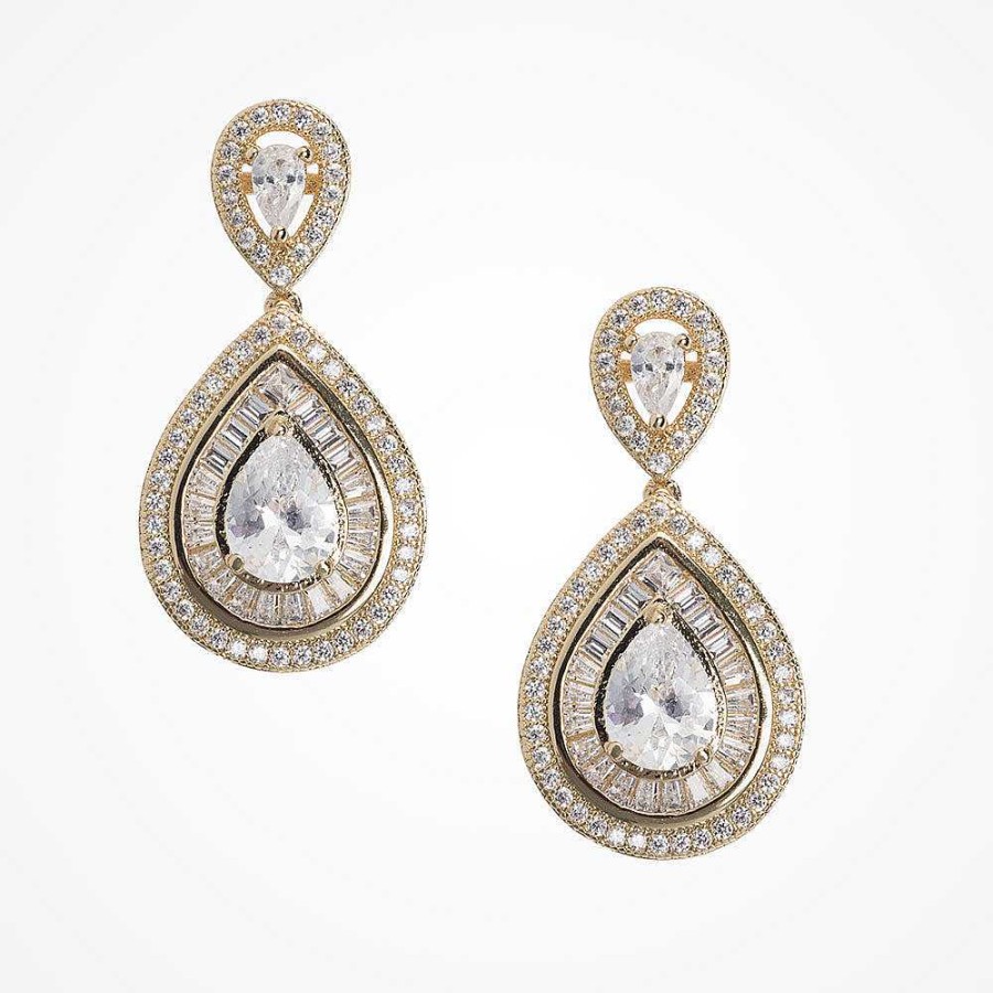 Wedding Jewellerywedding Jewellery Ivory & Co | Montgomery Gold Crystal Teardrop Earrings