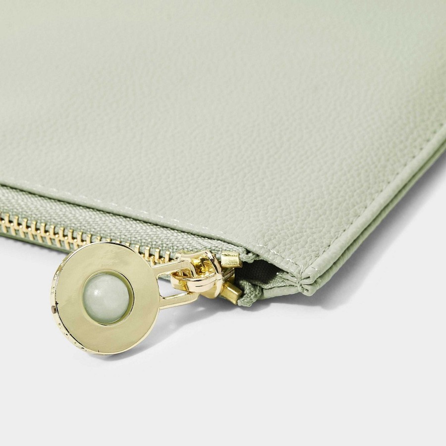 Bags Katie Loxton | Katie Loxton Semi-Precious Stone Pouch 'Thank You For Helping Me Tie The Knot' Amazonite In Sage Green