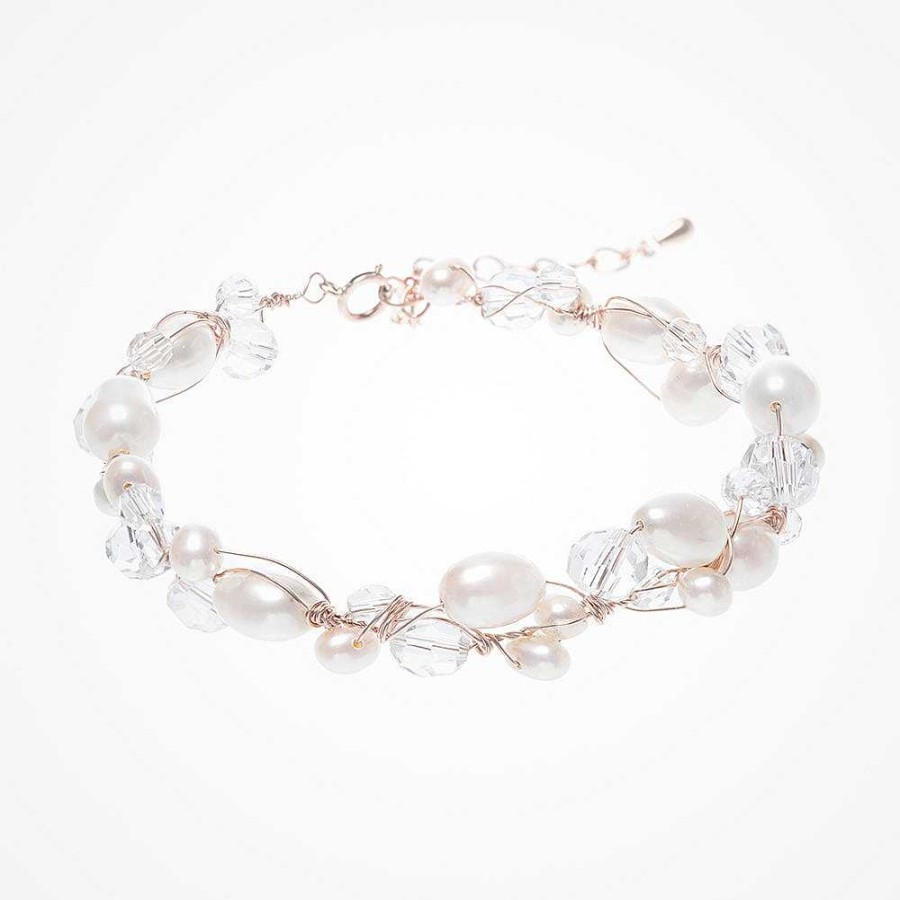 Wedding Jewellerywedding Jewellery Chez Bec | Blossom Pearl Bracelet (Rose Gold)