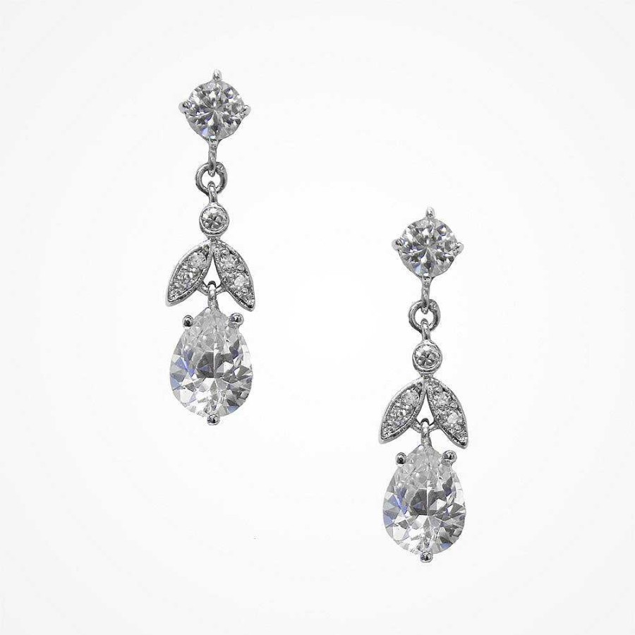 Wedding Jewellerywedding Jewellery Stephanie Browne | Silk Crystal Leaf Drop Earrings