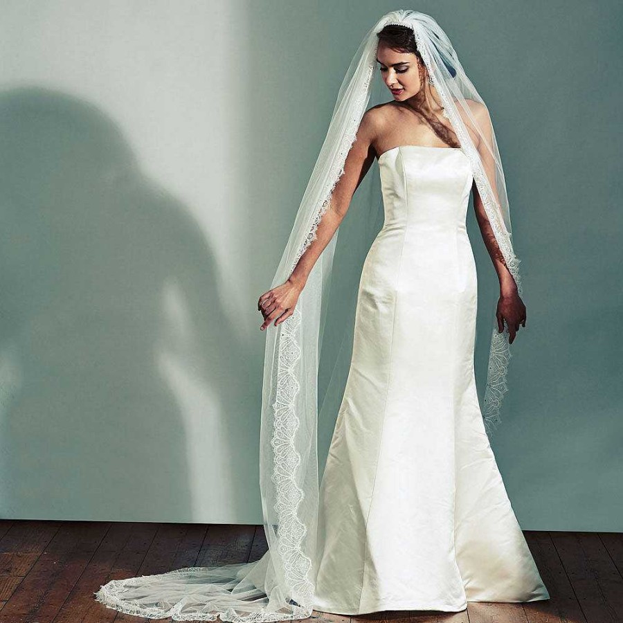 Veils, Cover-Ups And Beltsveils, Cover-Ups And Belts Joyce Jackson | Templeton Tulle Veil With Scalloped Lace Edge