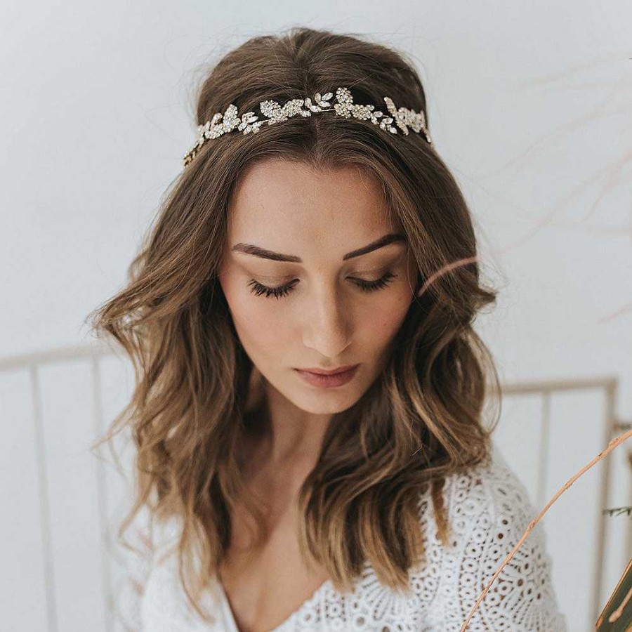 Wedding Hair Accessorieswedding Hair Accessories Aria | Willow Crystal Embellished Twigs And Leaves Headpiece