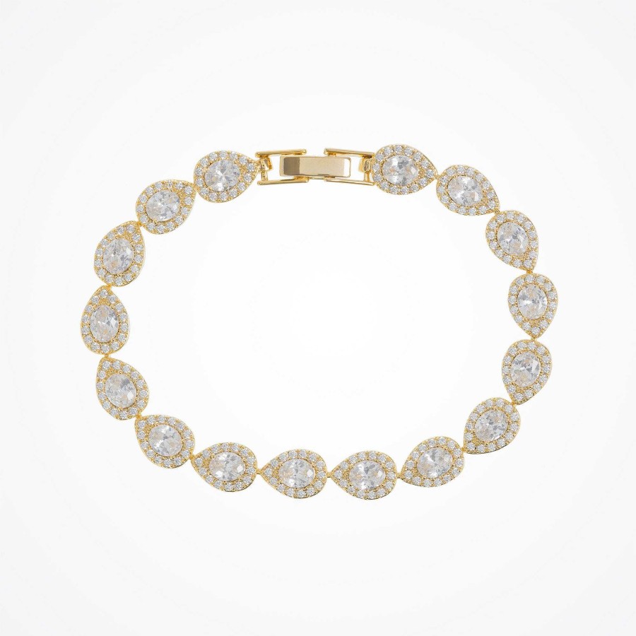 Wedding Jewellerywedding Jewellery Aria | Coco Noemi Pear Crystal Bracelet (Gold)