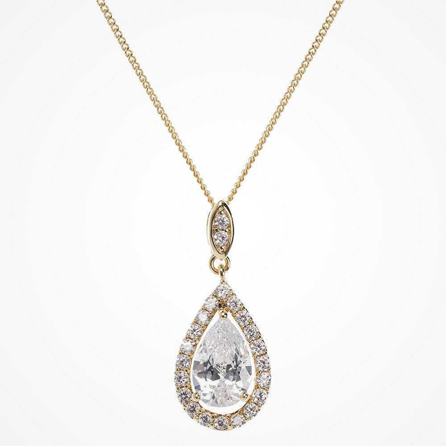 Wedding Jewellerywedding Jewellery Ivory & Co | Belmont Gold Crystal Pendant Necklace