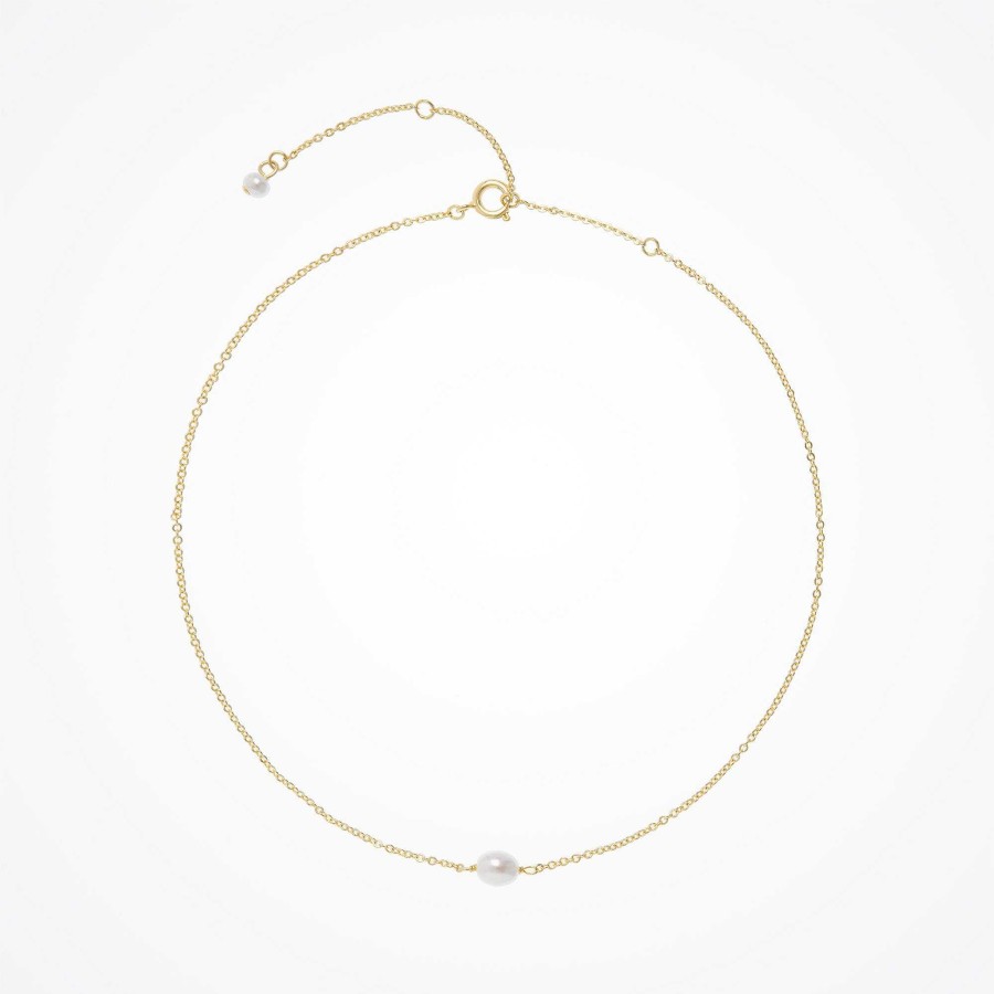 Wedding Jewellerywedding Jewellery Aria | Single Pearl Choker Necklace (Gold)