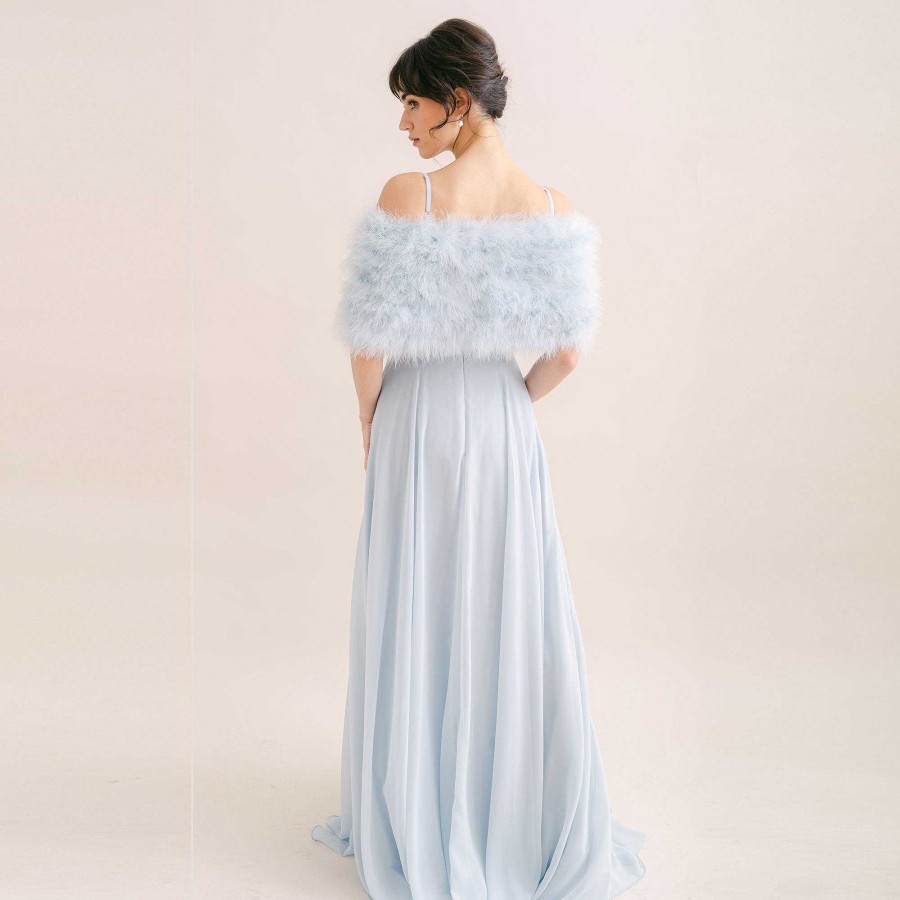 Veils, Cover-Ups And Beltsveils, Cover-Ups And Belts JL at Liberty in Love | Powder Blue Feather Bridal Stole