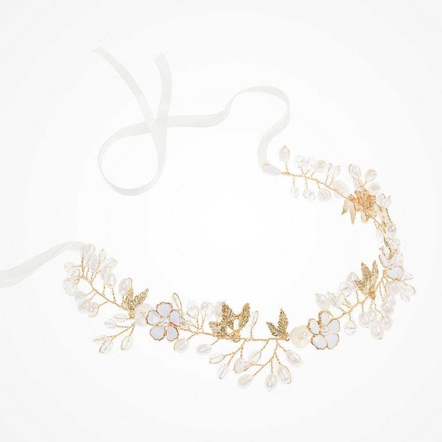 Wedding Hair Accessorieswedding Hair Accessories Aria | Lily Blossom, Pearl Buds And Leaves Hair Vine