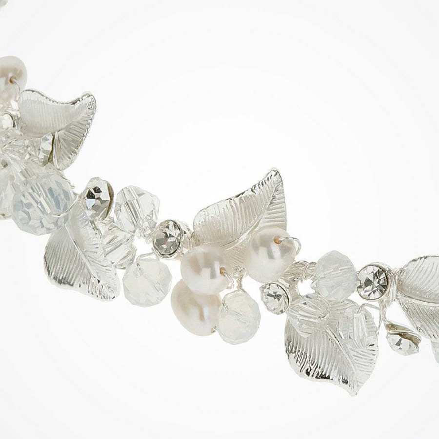 Wedding Hair Accessorieswedding Hair Accessories Ivory & Co | Nicole Enamelled Silver Leaves And Pearl Buds Hair Vine