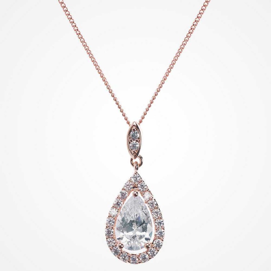 Wedding Jewellerywedding Jewellery Ivory & Co | Belmont Rose Gold Crystal Pendant Necklace