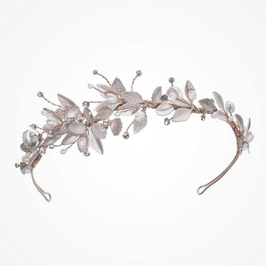 Wedding Hair Accessorieswedding Hair Accessories Ivory & Co | Liberty Rose Gold Enamelled Blossoms And Painted Leaves Headpiece