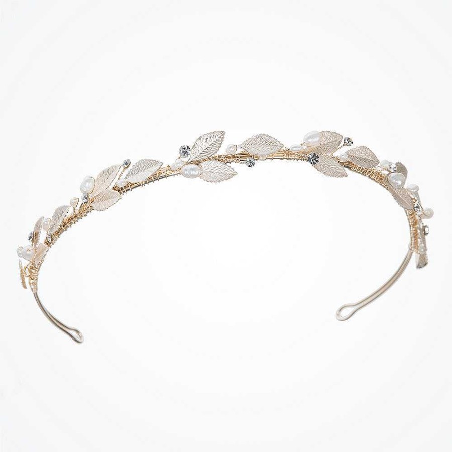 Wedding Hair Accessorieswedding Hair Accessories Ivory & Co | Peach Blossom Gold Emamelled Leaves Headband