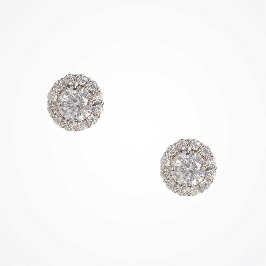 Wedding Jewellerywedding Jewellery Aria | Nikka Round Crystal Bridal Stud Earrings (Silver)