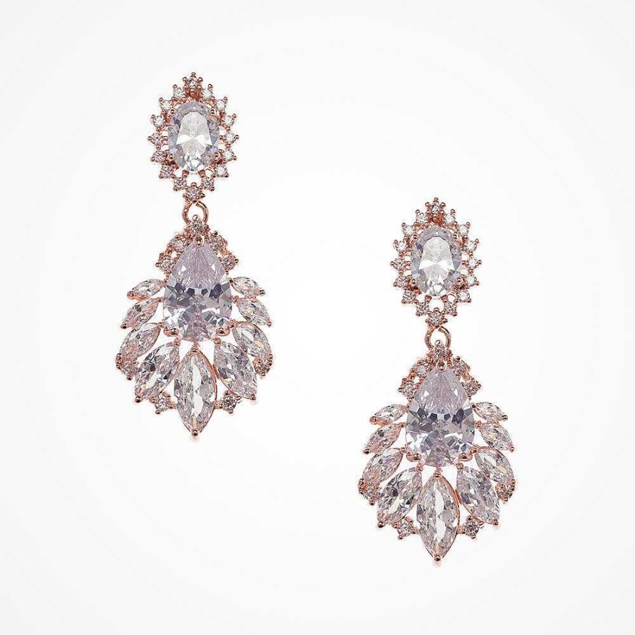 Wedding Jewellerywedding Jewellery Liberty in Love | Ember Cz Drop Earrings (Rose Gold)