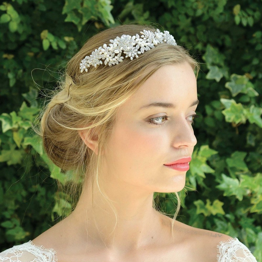 Wedding Hair Accessorieswedding Hair Accessories Ivory & Co | Blanche Silver Crystal And Pearl Flower Cluster Headpiece