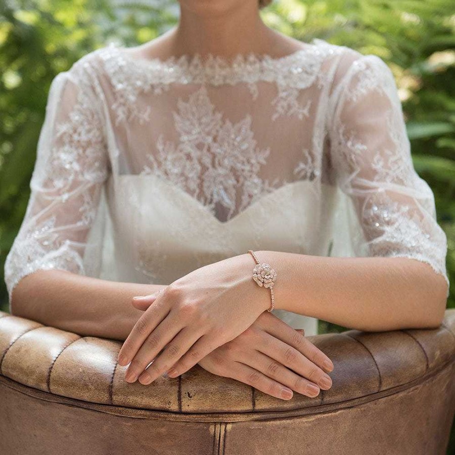 Wedding Jewellerywedding Jewellery Ivory & Co | Blossom Rose Gold Crystal Embellished Bracelet