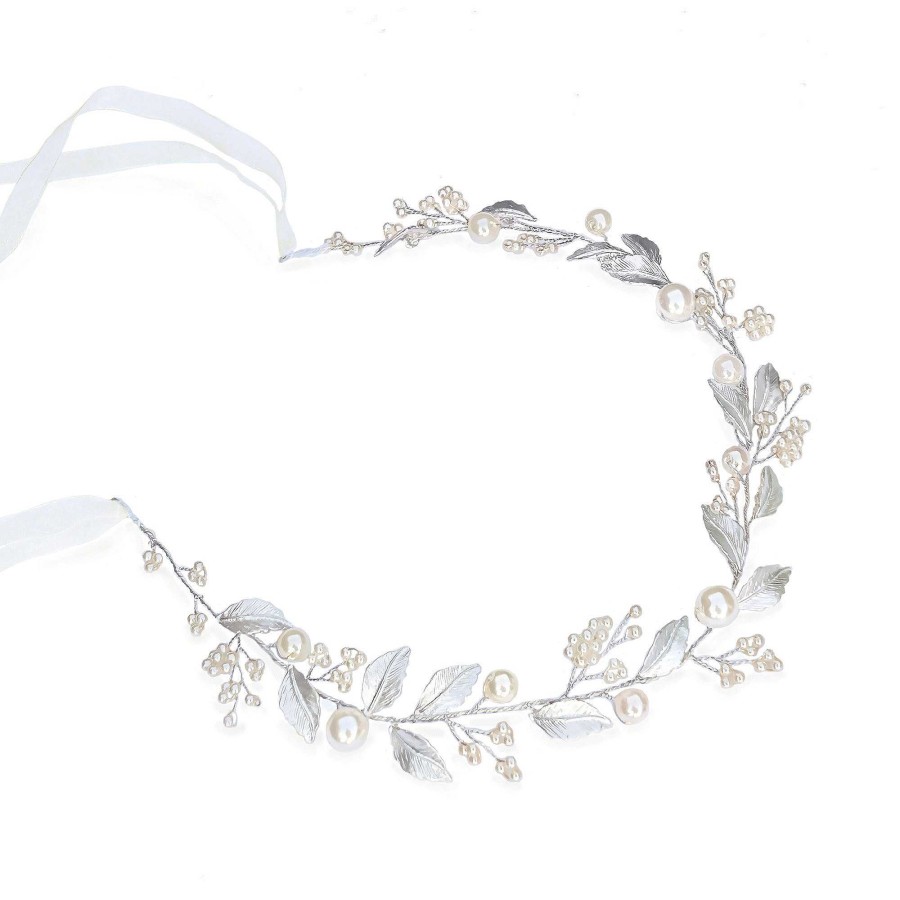 Wedding Hair Accessorieswedding Hair Accessories Ivory & Co | Skylark Crystal And Pearl Enamelled Hair Vine (Silver)