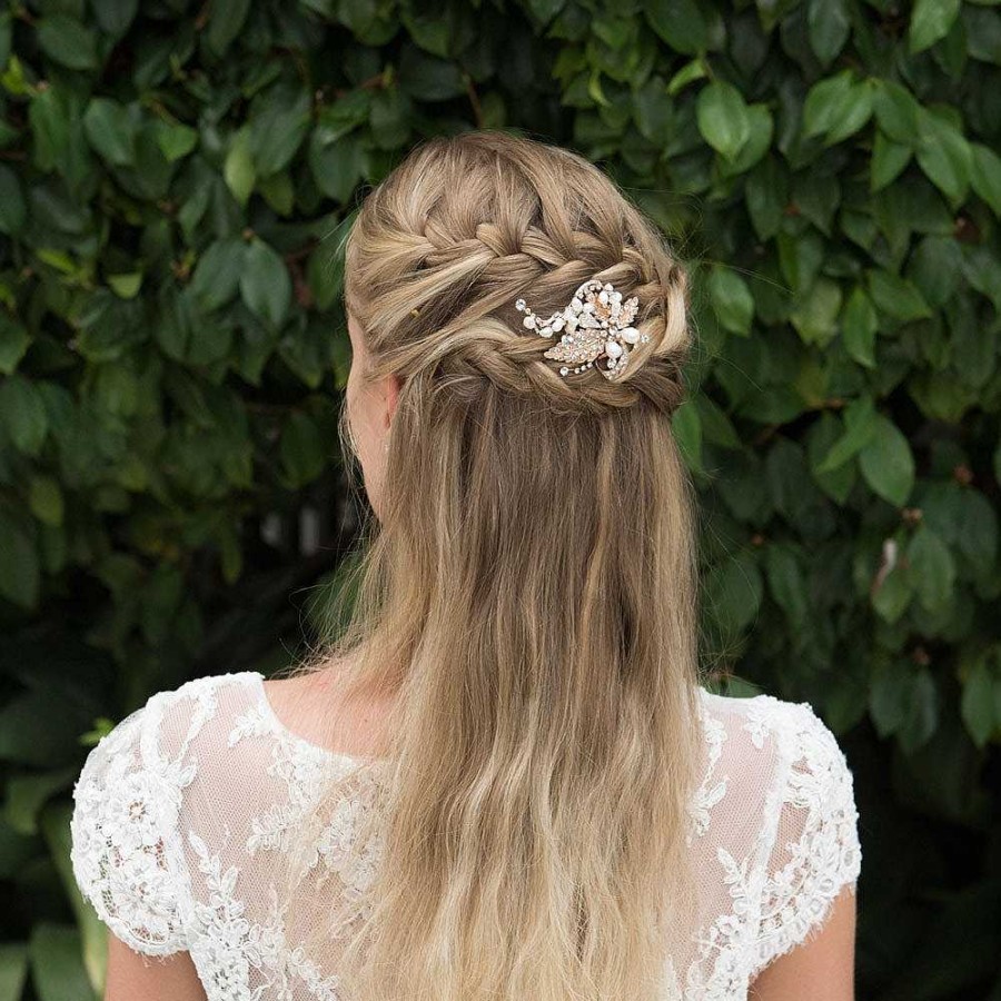 Wedding Hair Accessorieswedding Hair Accessories Ivory & Co | Tallulah Rose Gold Floral Hair Clip