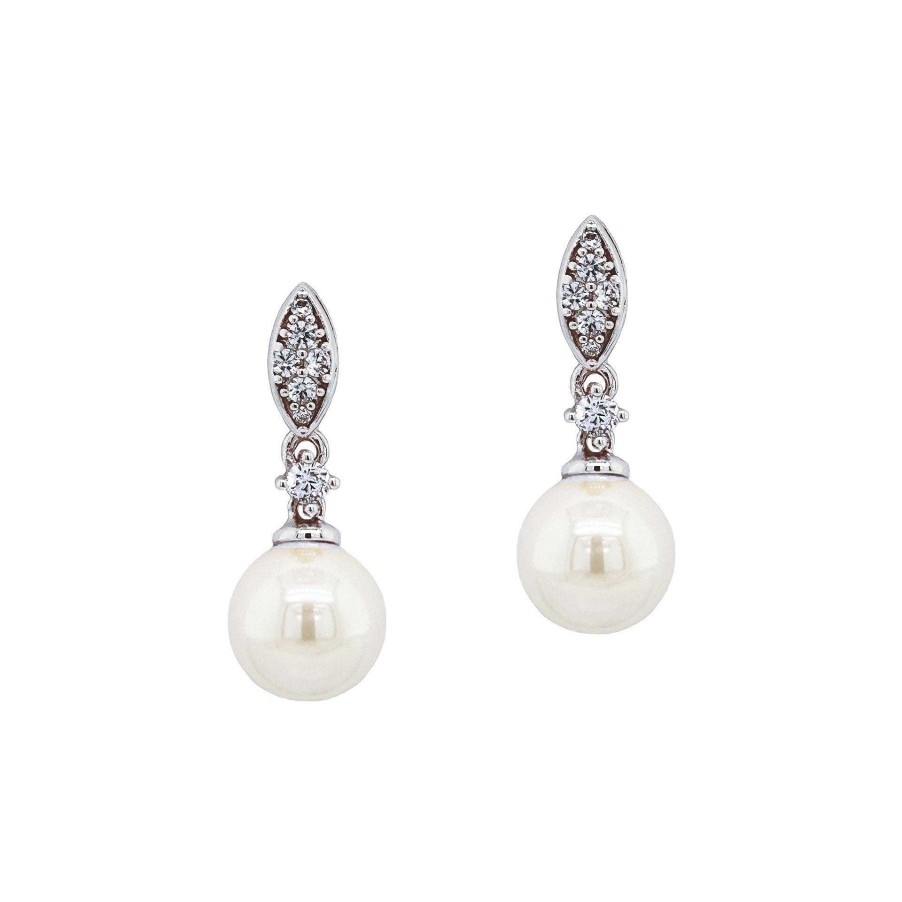 Wedding Jewellerywedding Jewellery Ivory & Co | Dublin Crystal Classic Pearl Drop Earrings (Silver)