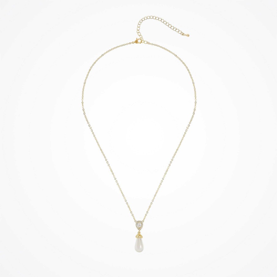 Wedding Jewellerywedding Jewellery Aria | Noemi I Teardrop Pearl Necklace (Gold)