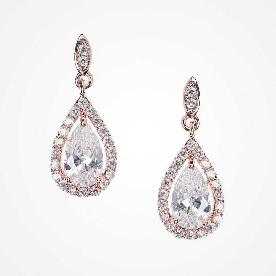 Wedding Jewellerywedding Jewellery Ivory & Co | Belmont Rose Gold Crystal Teardrop Earrings