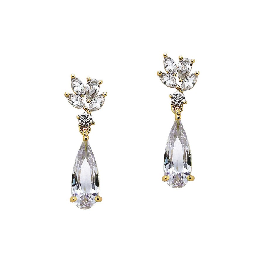 Wedding Jewellerywedding Jewellery Ivory & Co | Harrogate Crystal Teardrop Earrings (Gold)