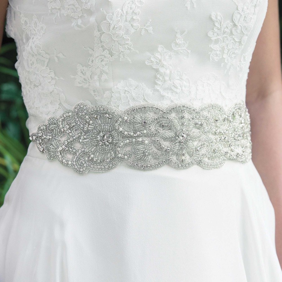 Wedding Jewellerywedding Jewellery Ivory & Co | Pearl Gatsby Silver Crystal Embellished Belt