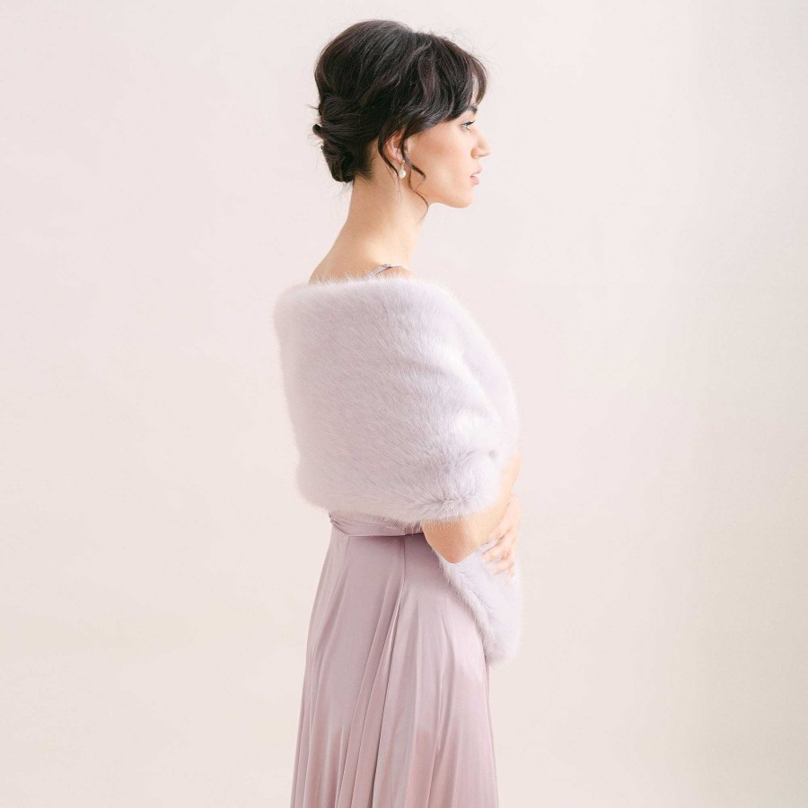 Veils, Cover-Ups And Beltsveils, Cover-Ups And Belts Aria | Lavender Faux Fur Short Bridal Wrap