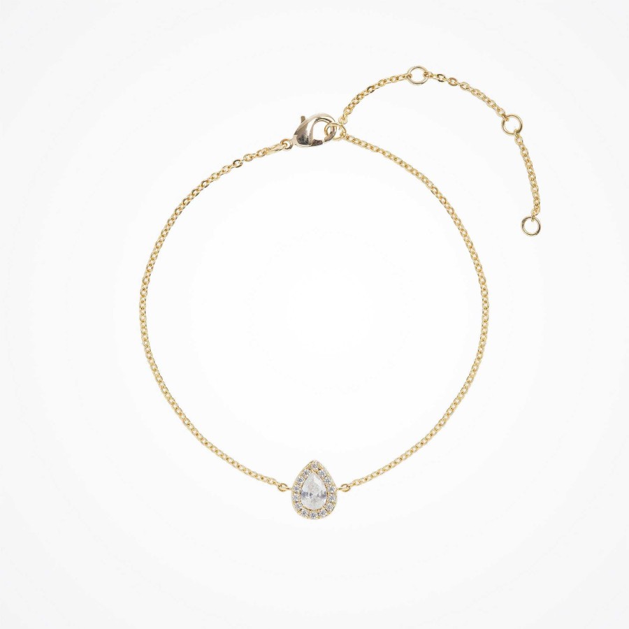 Wedding Jewellerywedding Jewellery Aria | Infinite Minimal Pear Zirconia Necklace And Bracelet Set (Gold)