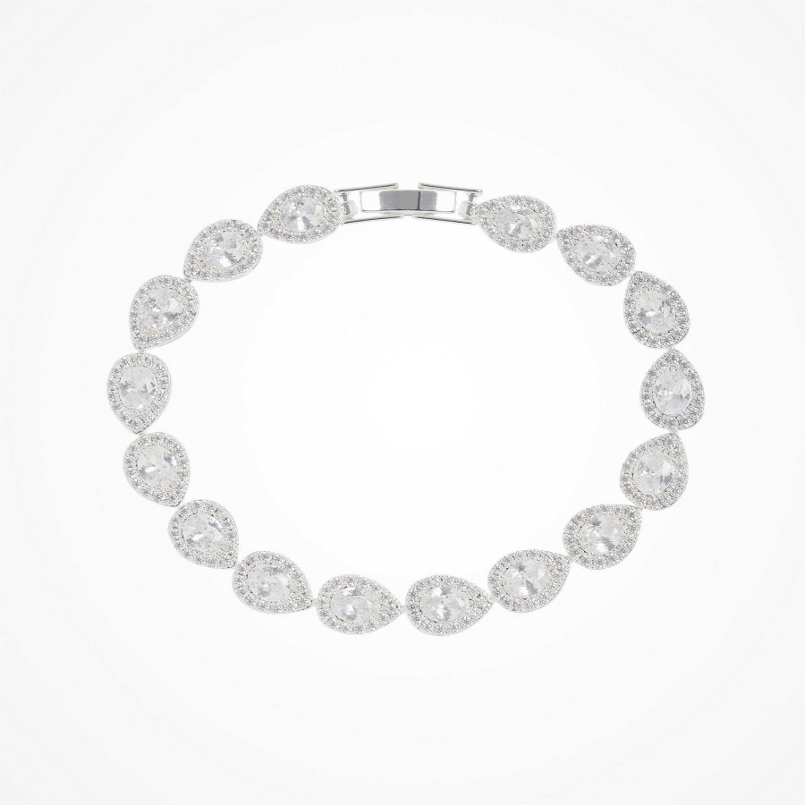 Wedding Jewellerywedding Jewellery Aria | Coco Noemi Pear Crystal Bracelet (Silver)