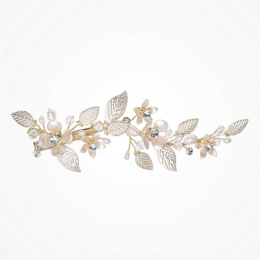 Wedding Hair Accessorieswedding Hair Accessories Ivory & Co | Golden Poppy Enamelled Blossom Leafy Hair Clip