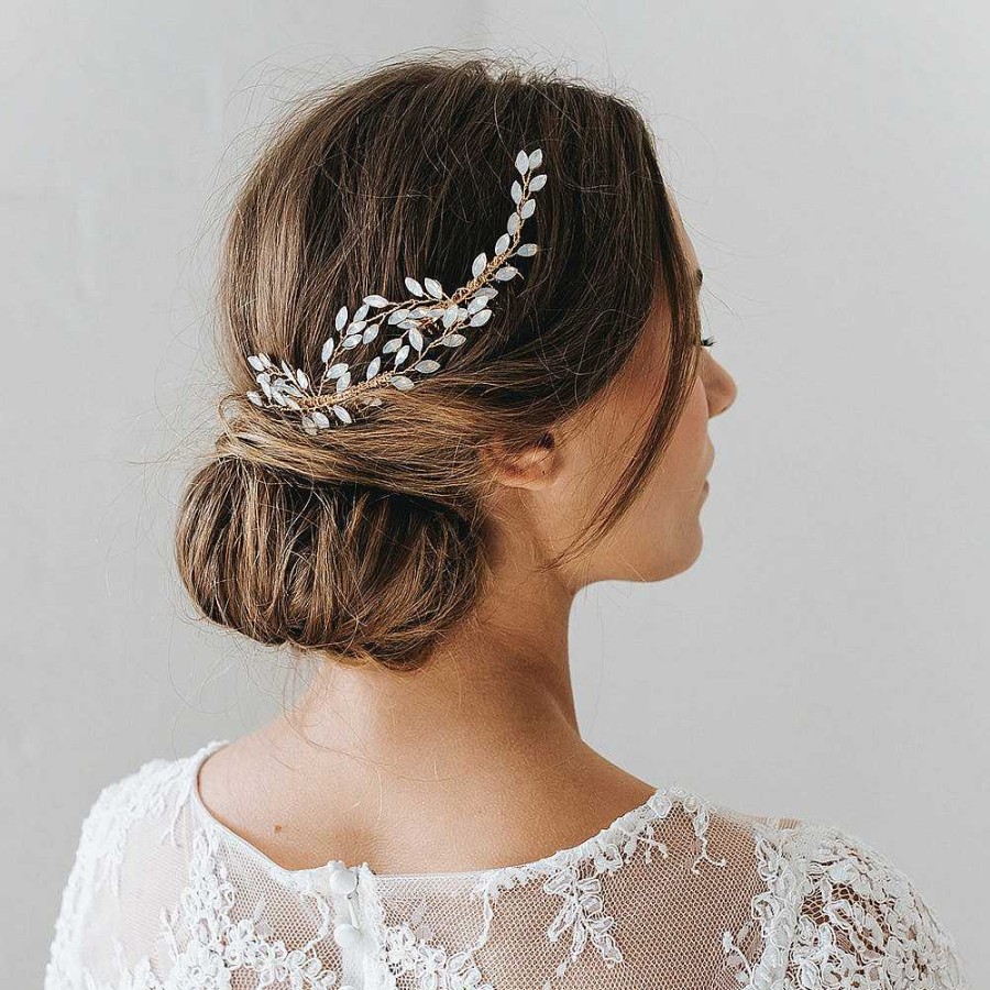 Wedding Hair Accessorieswedding Hair Accessories Aria | Tula Opaline Crystal Sprays Gold Hair Combs