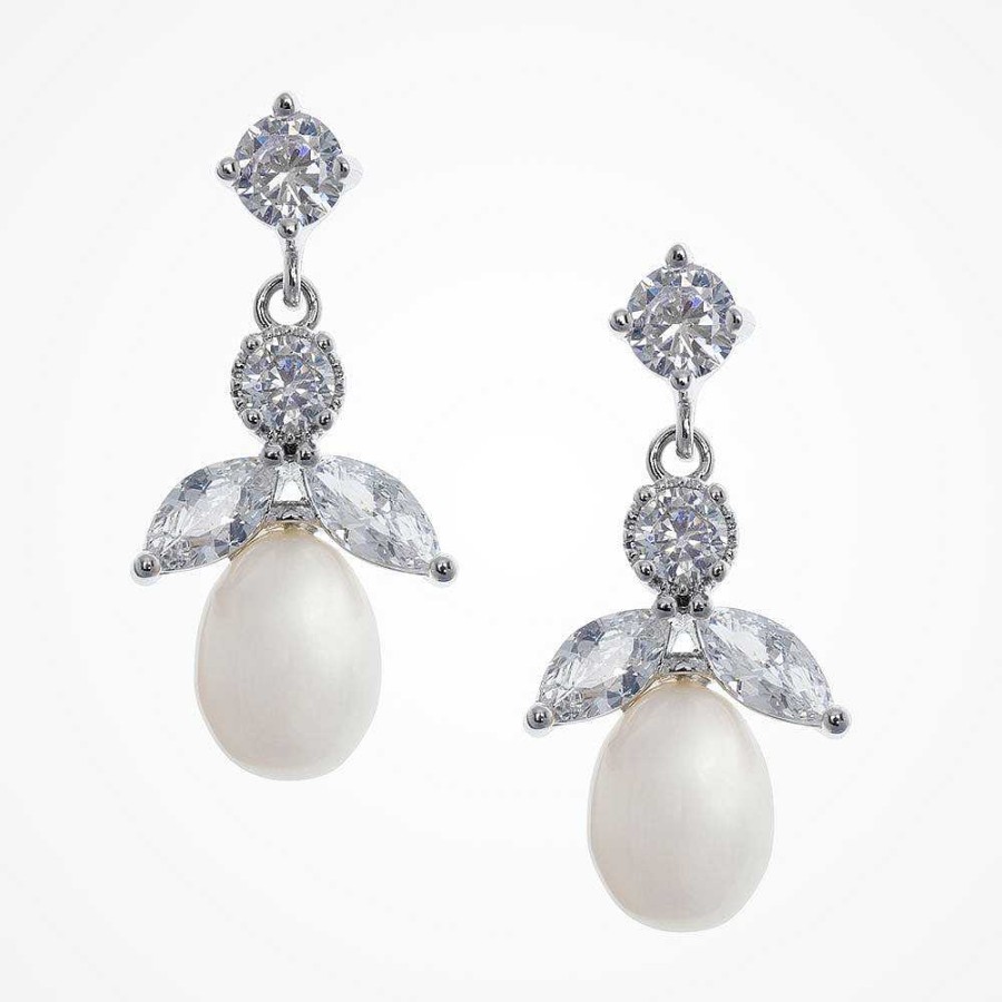 Wedding Jewellerywedding Jewellery Liberty in Love | Ines Pearl And Cz Drop Earrings (Silver)