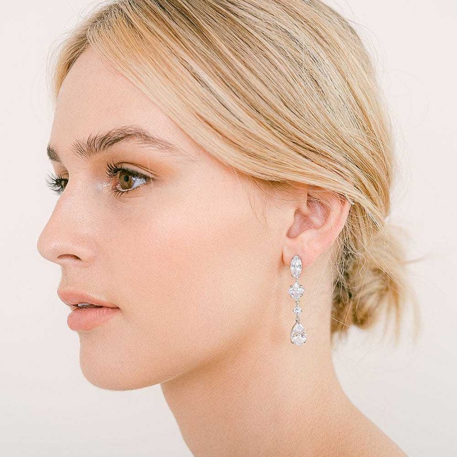 Wedding Jewellerywedding Jewellery Aria | Cooper Crystal Linear Drop Earrings