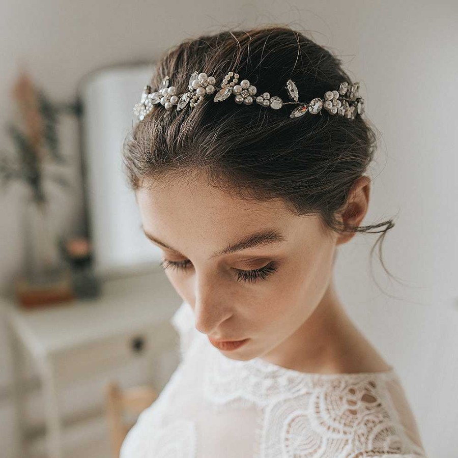 Wedding Hair Accessorieswedding Hair Accessories Halo and Co | Vita Pearly Blossoms And Crystals Hair Vine